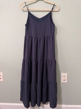 Anthropologie | Moon River Blue Smock Tier Maxi Dress Beach Vacation Resortwear